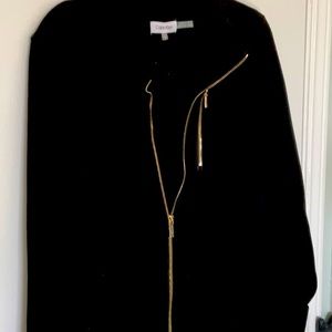 NEW WITH TAGS CALVIN KLEIN KNIT JACKET WITH GOLD ZIPPERS SIZE LG